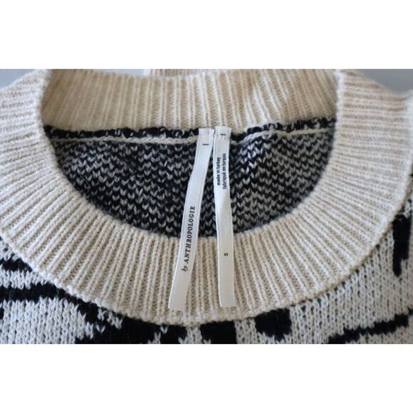 by Anthropologie Women's Sz S Blue Motif Floral Pop Embroidered Sweater - Picture 5 of 9